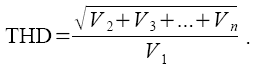 THD=sqrt(V_2+V_3+...+V_n)/V_1